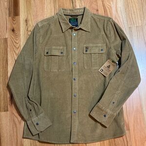 NWT Mens Hippy Tree Tan Corduroy Odessa Shirt - Large - Originally $80